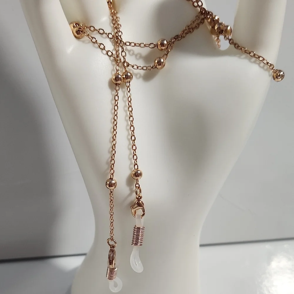 Elegant Eyeglass Chain Rose Gold and White